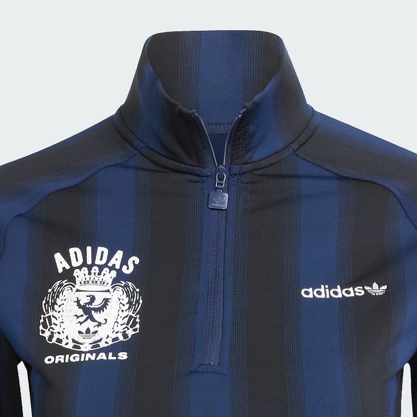 Azul Top de manga larga con estampado de fútbol y medio cierre frontal