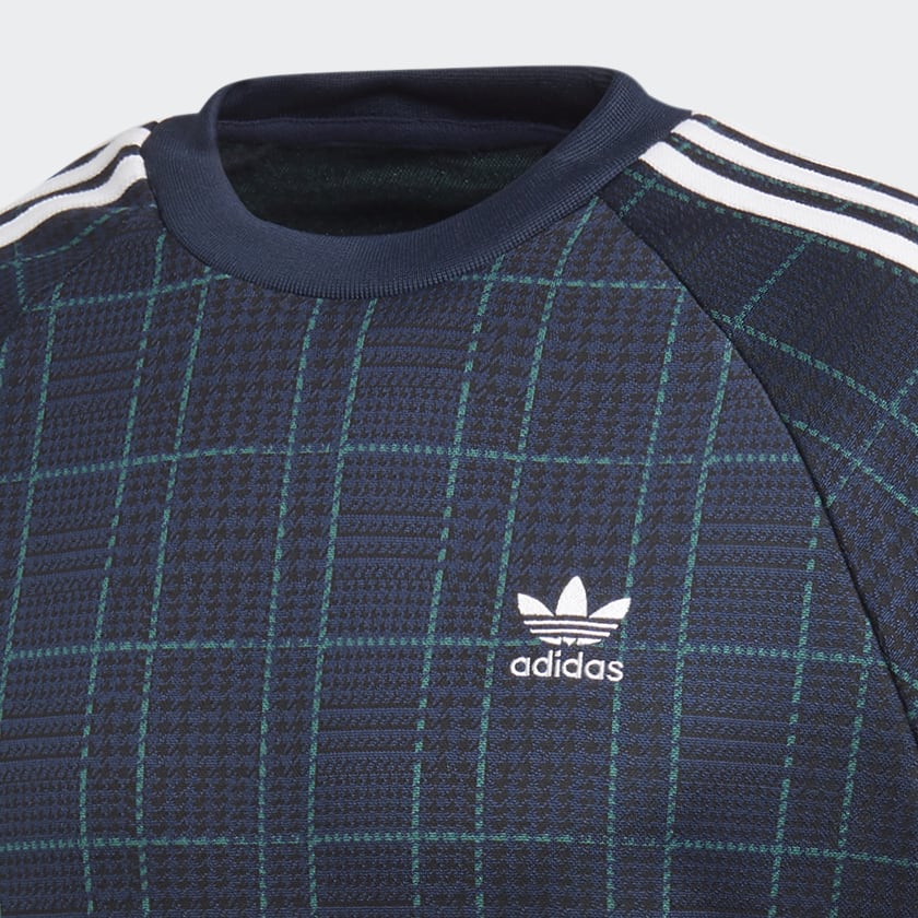 Adidas tartan crewneck sweatshirt on sale
