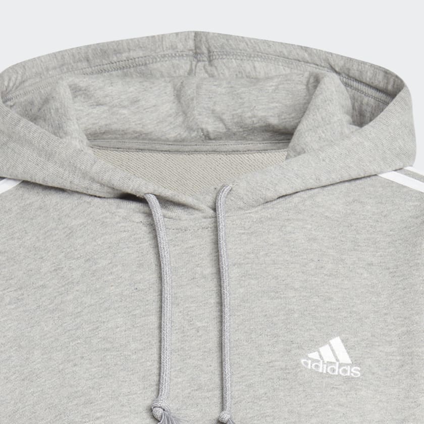 Plomo Polera Corta con Capucha Essentials 3 Tiras Felpa Francesa