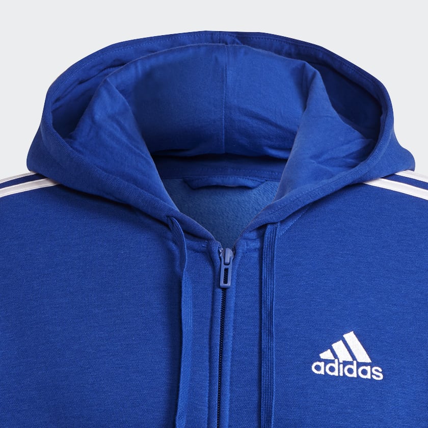 adidas Essentials Fleece 3 Stripes Full Zip Hoodie Blue adidas Australia