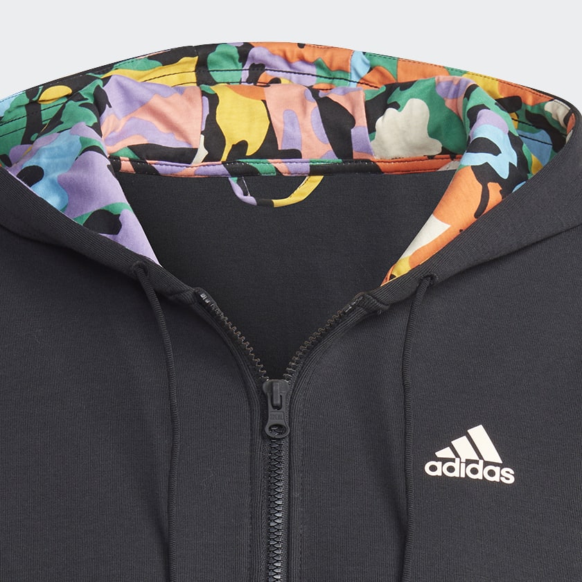 Black Graphic Full-Zip Hoodie