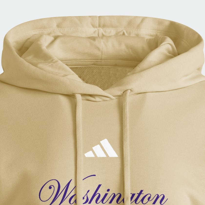 Beige Washington Huskies Essentials 3-Stripes Crop Hoodie
