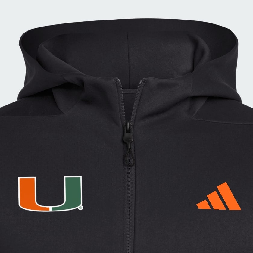 adidas Miami Hurricanes Full Zip Player Travel ZNE Hoodie