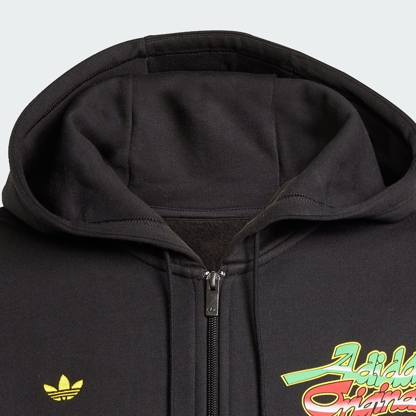 สีดำ เสื้อยืดซิปยาวเต็มตัวพิมพ์ลาย adidas Originals Champions