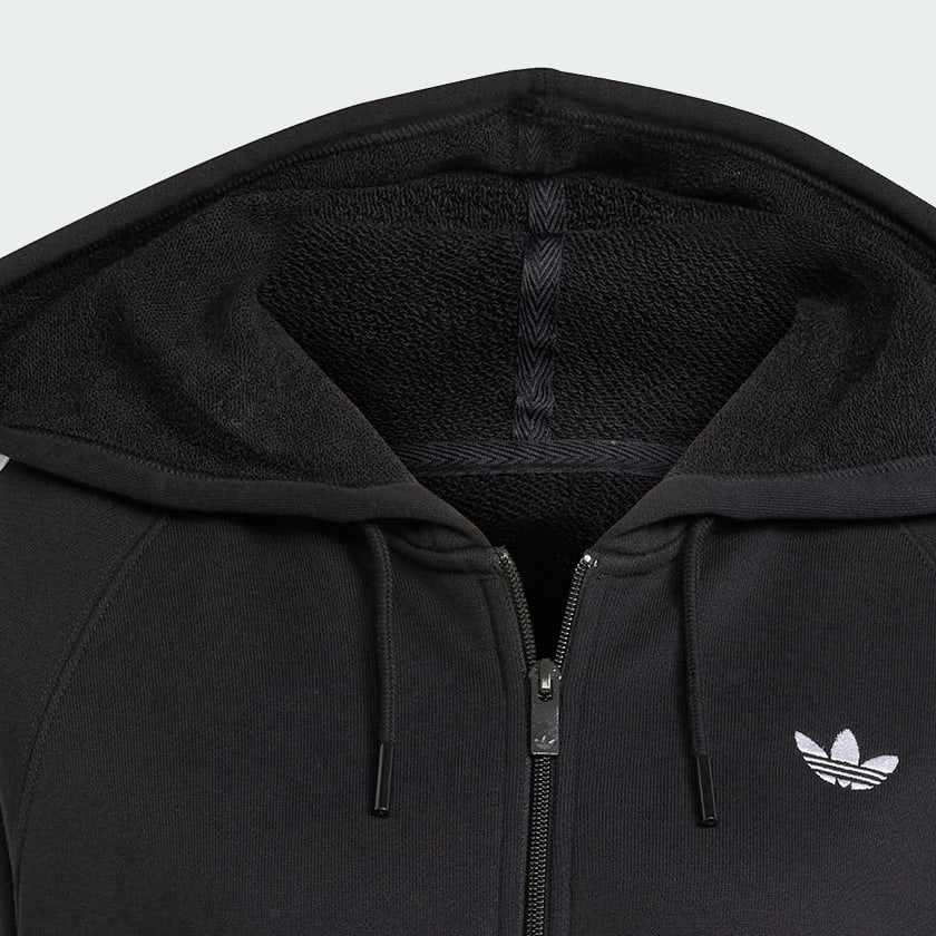 Black 아디컬러 3-스트라이프 숏 지퍼 후디