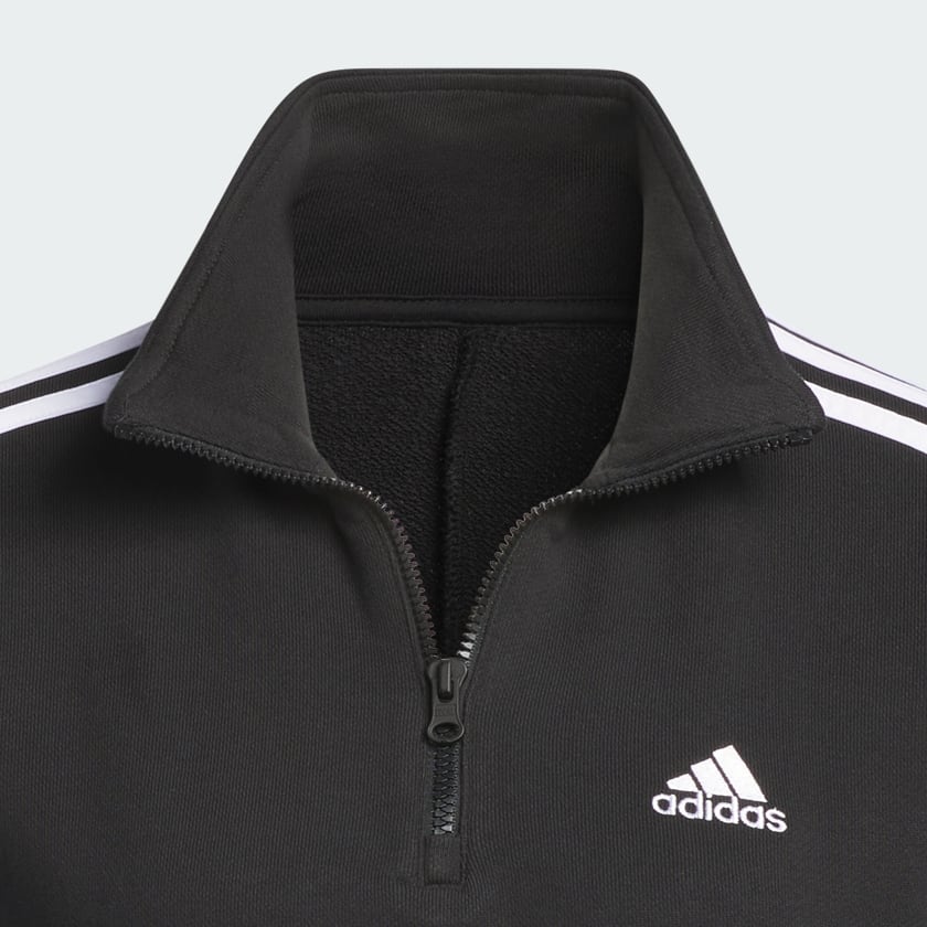 Negro Polerón Essentials Quarter-Zip 3 Tiras