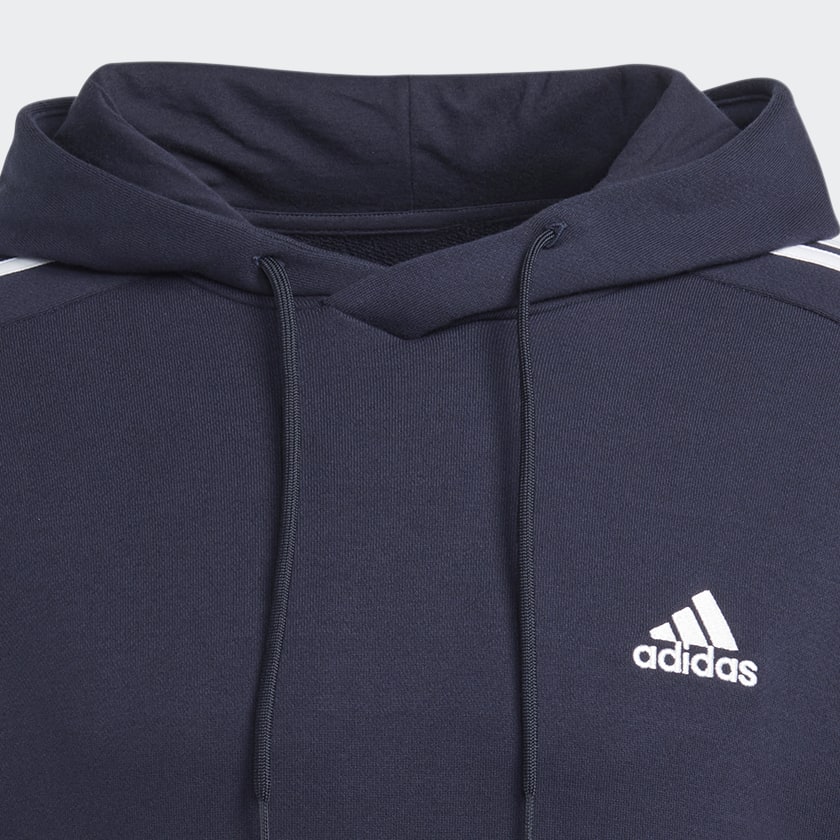 Azul Sudadera con Gorro Essentials 3 Franjas French Terry