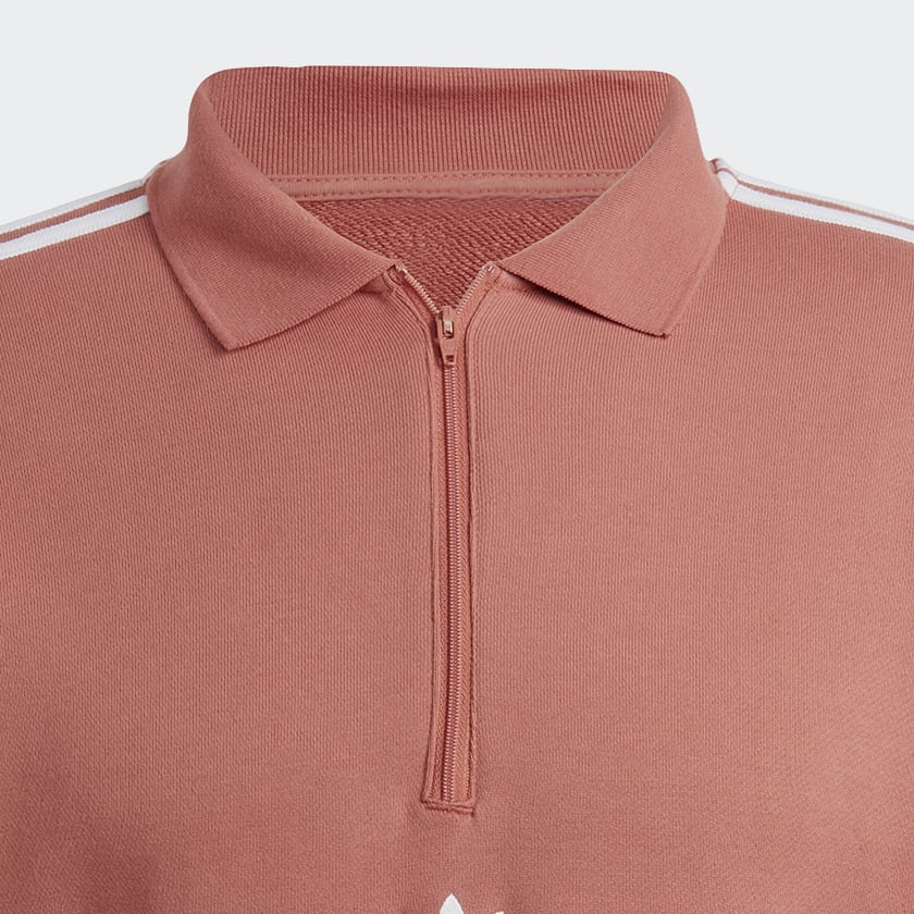 Brown Adicolor 3-Stripes Long Sleeve Polo Sweatshirt