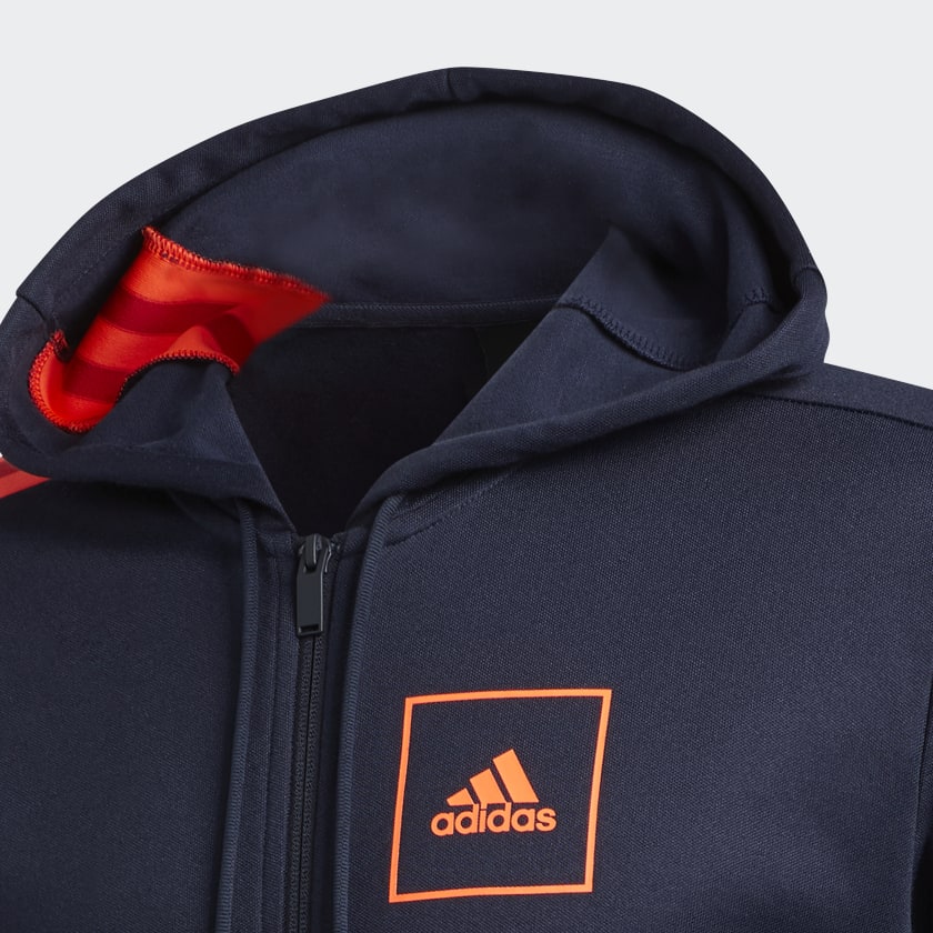 adidas 3 Stripes Pique Hoodie Blue adidas New Zealand