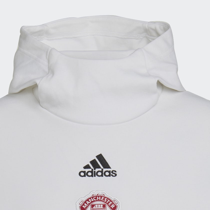 man utd white travel hoodie