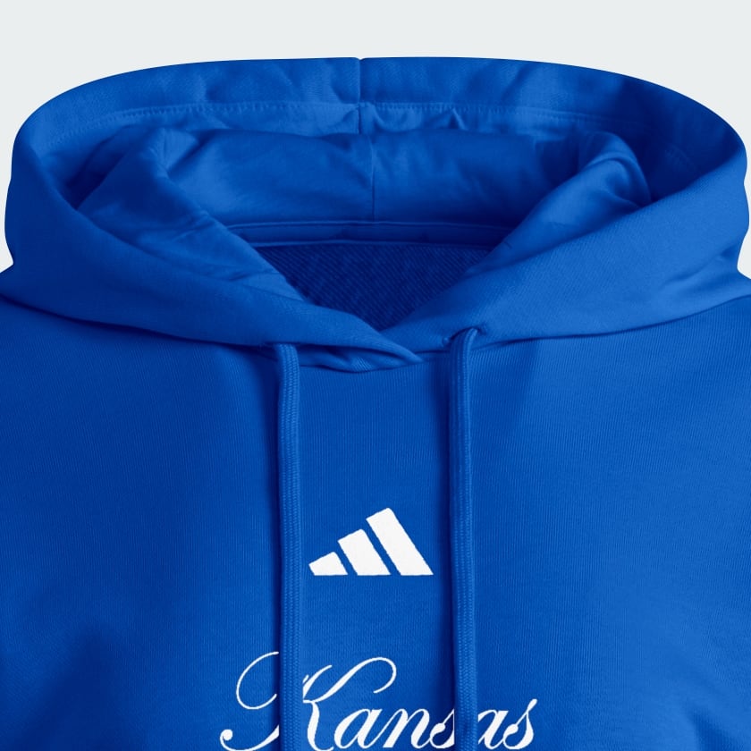 Blue KU Essentials 3-Stripes French Terry Cropped Hoodie