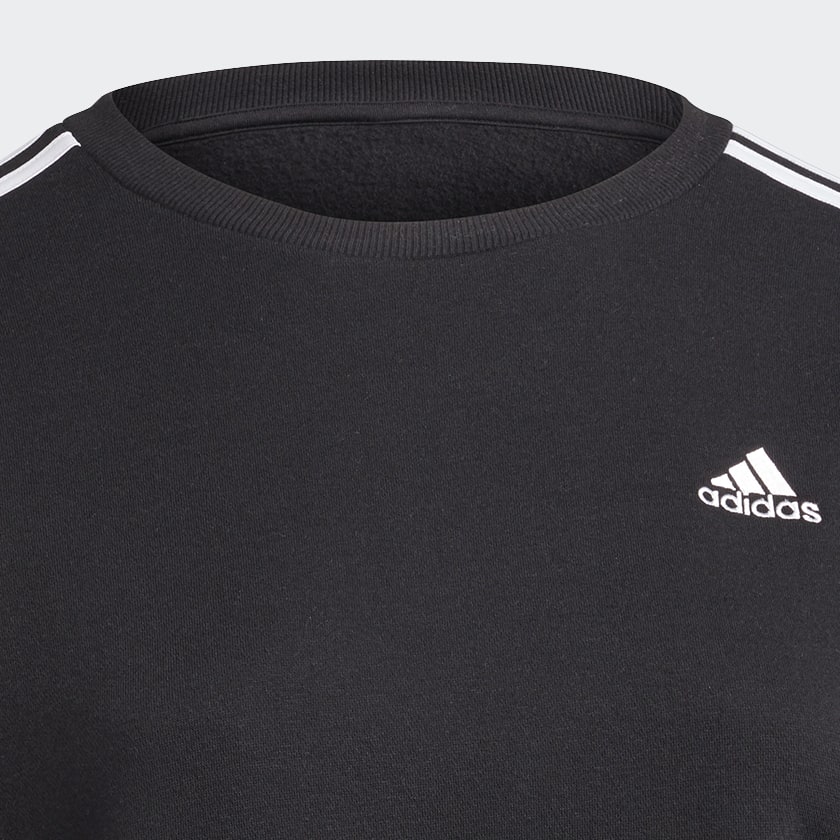 Black Essentials 3-Stripes Fleece Sweatshirt (Plus Size)