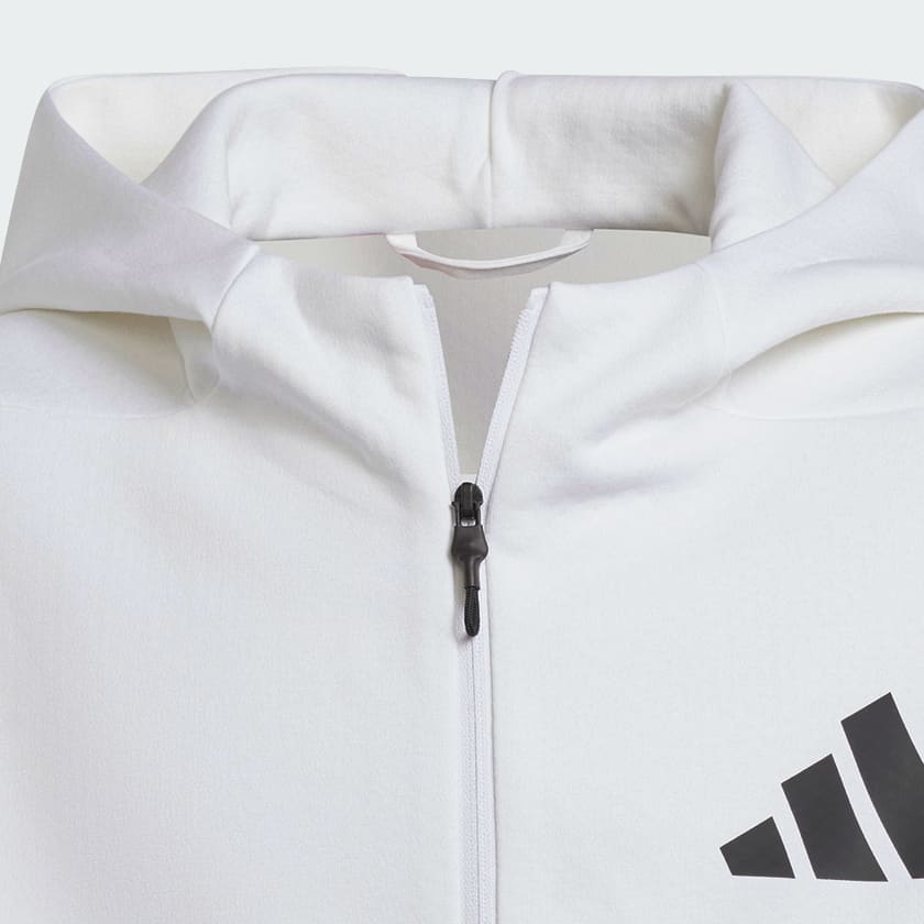 สีขาว เสื้อแทรคแจ็คเก็ตซิปยาวเต็มตัวมีฮู้ด adidas Z.N.E. สำหรับเด็ก