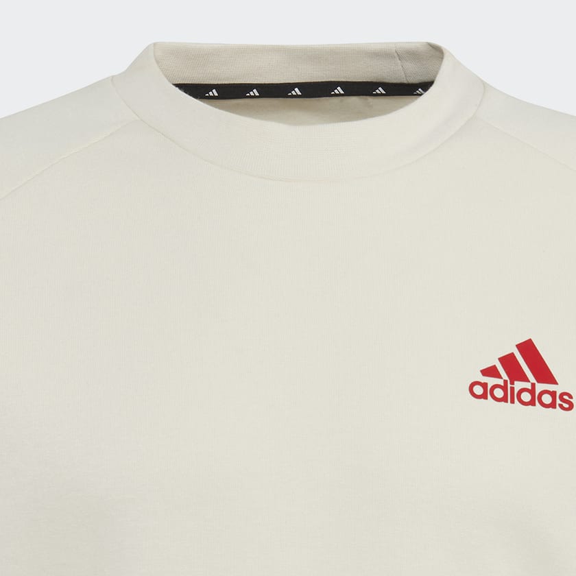 สีขาว เสื้อวอร์มคอกลม Designed for Gameday