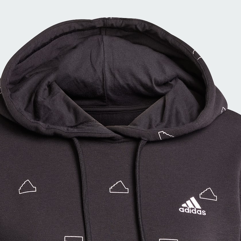 Preto Moletom Capuz Essentials Monogram French Terry