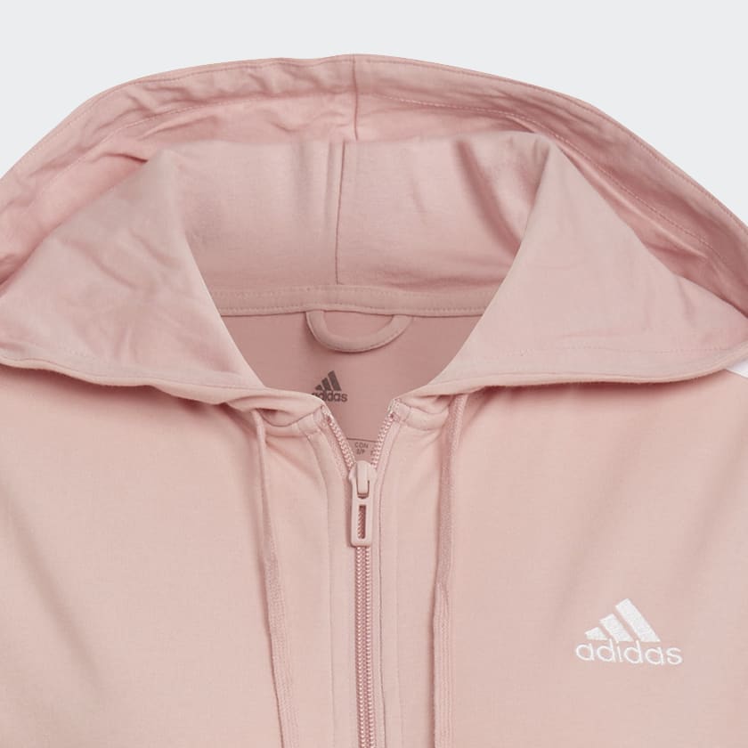 Pink Essentials Single Jersey 3-Stripes Full-Zip Hoodie