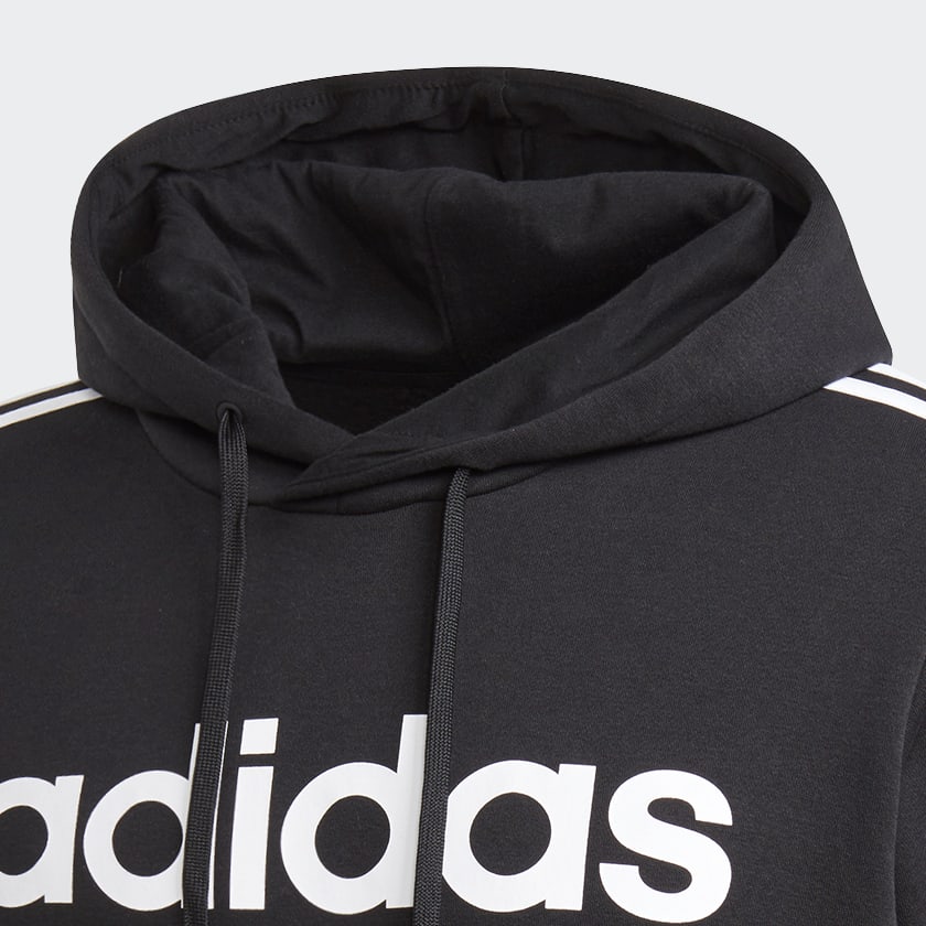 adidas Essentials 3-Stripes Pullover Hoodie Black adidas New