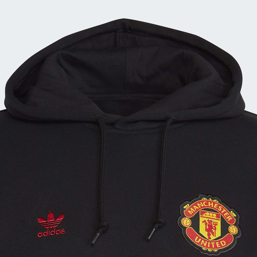 Black Manchester United Essentials Trefoil Hoodie