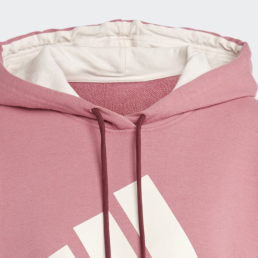Rose Sweat-shirt à capuche en molleton oversize à grand logo Essentials