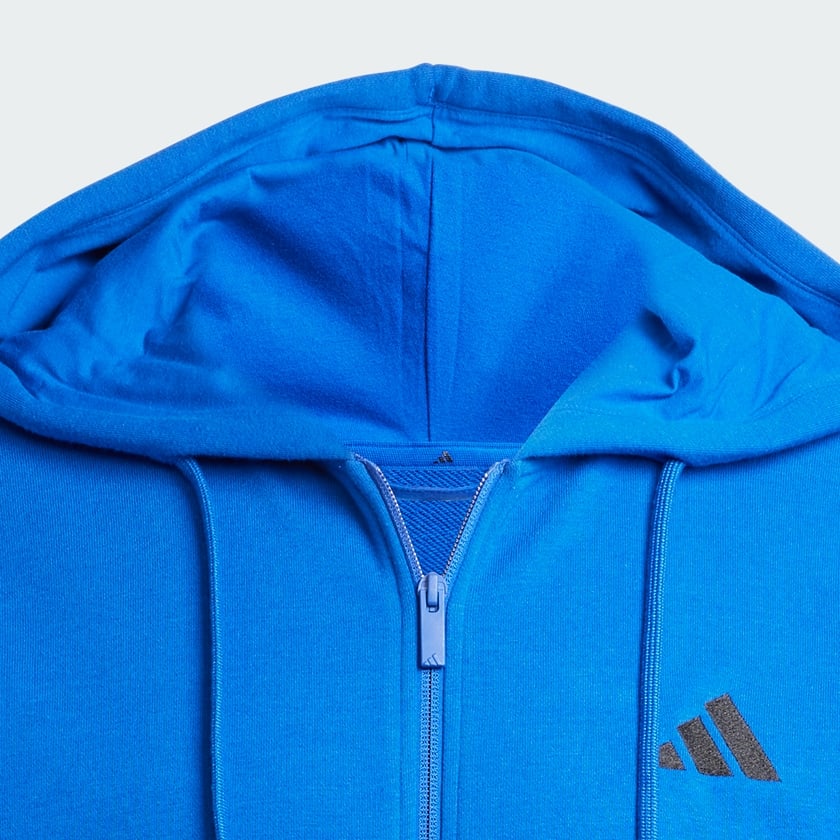 modrá Mikina Essentials 3-Stripes French Terry Full-Zip