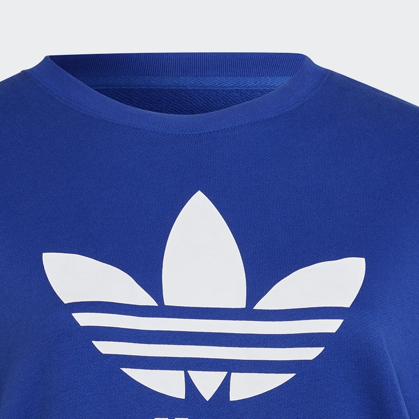 adidas Trefoil Crew Sweatshirt (Plus Size) - Blue | Free