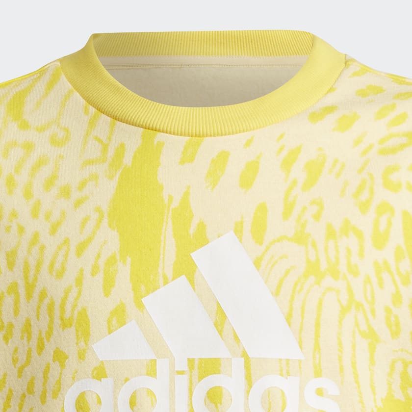 Yellow Future Icons Hybrid Animal Print Cotton Loose Sweatshirt