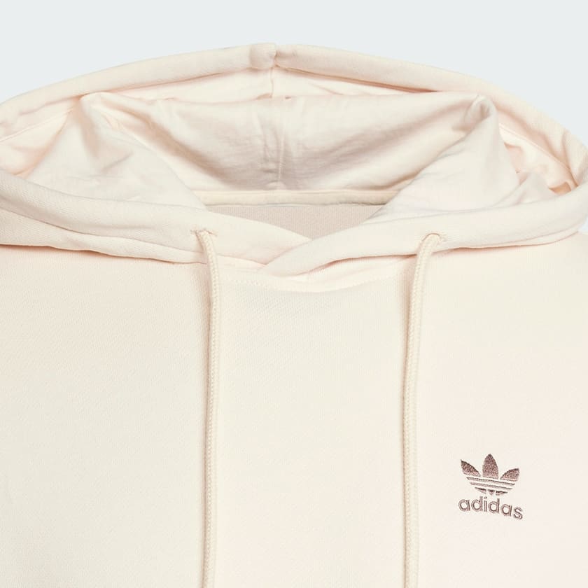 Beyaz Trefoil Essentials French Terry Kapüşonlu Üst