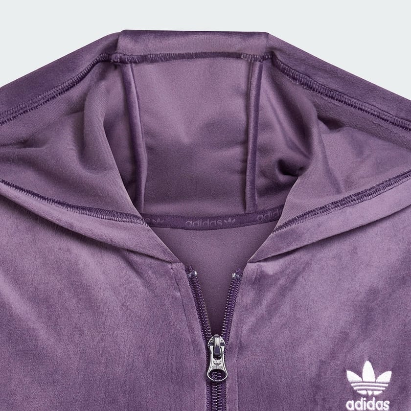 Fioletowy Bluza z kapturem Velour Zip