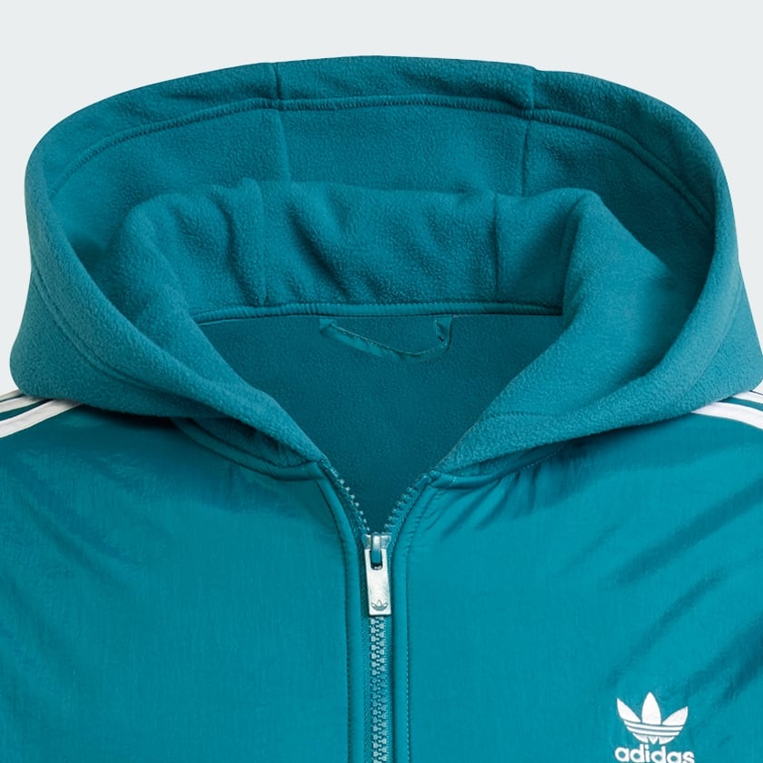 Turquesa Chaqueta con capucha Adicolor Teddy Fleece 3 bandas