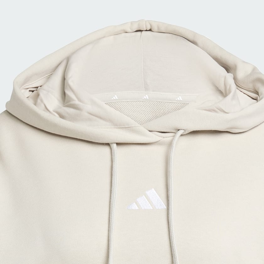 Beige Sudadera Corta con Gorro Essentials 3 Franjas Felpa Francesa