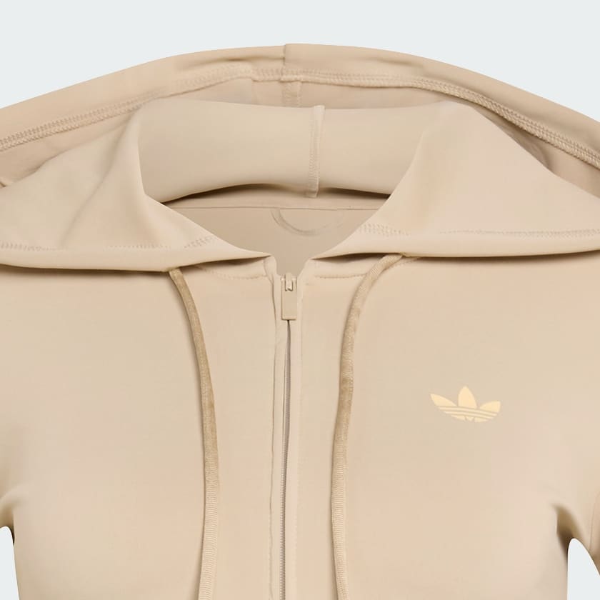 Beige HOODED TREFOIL ZIPPER Jacket