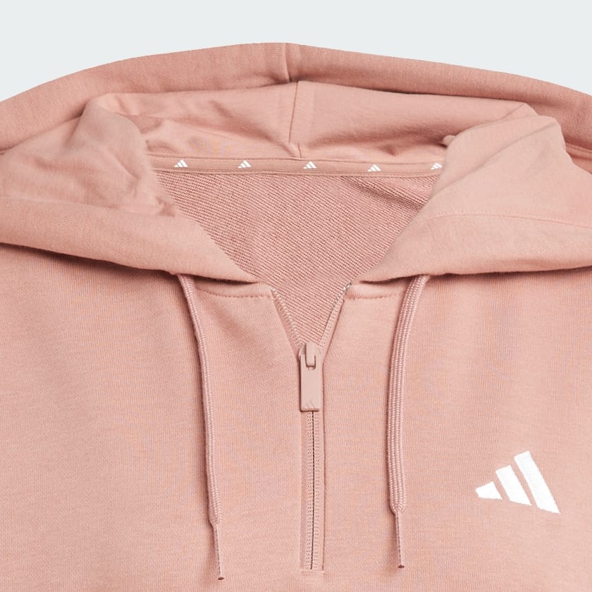 Pink Essentials 3-Stripes French Terry Quarter-Zip Hoodie