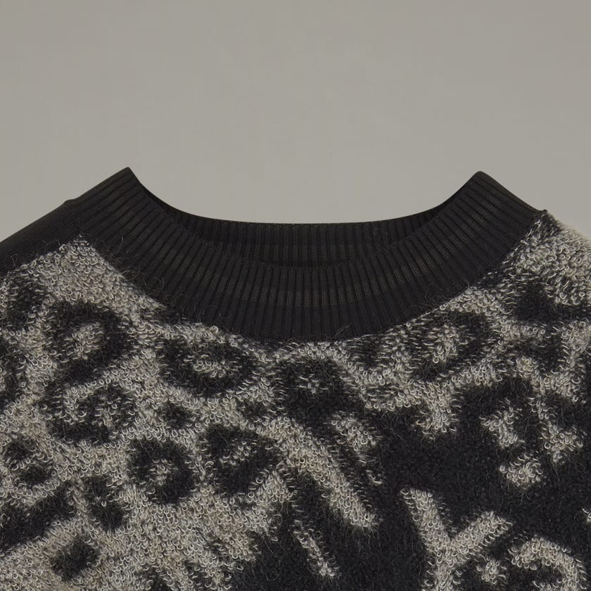 Nero Y-3 Leopard Knit Crew Sweater