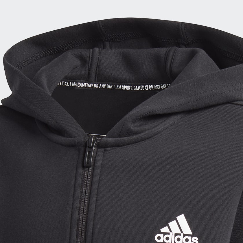 Μαύρο 3-Stripes Doubleknit Full-Zip Hoodie