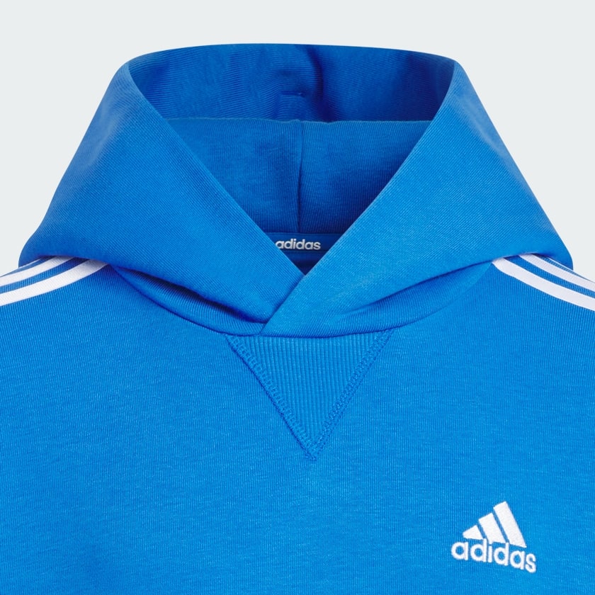 ブルー エッセンシャルズ プラス ルーズフィット スリーストライプス フレンチテリー プルオーバーパーカー キッズ