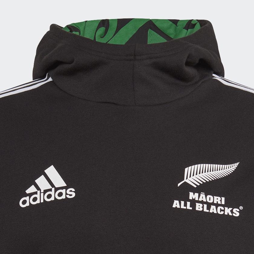 Black Maori All Blacks Rugby 3-Stripes Full-Zip Hoodie