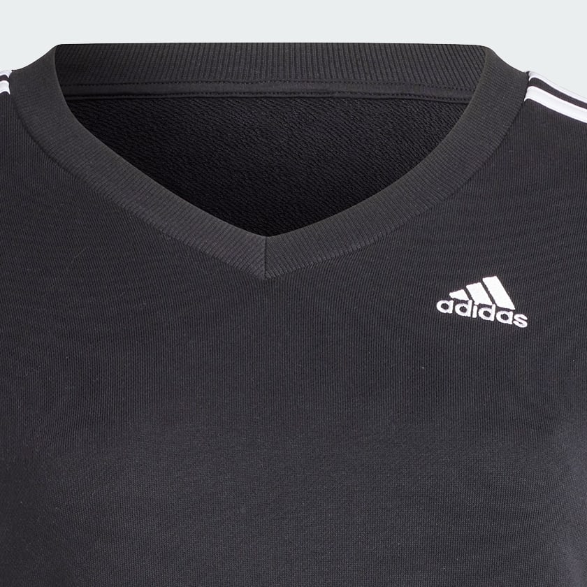 adidas Essentials 3 Stripes V Neck Sweatshirt Black adidas Canada