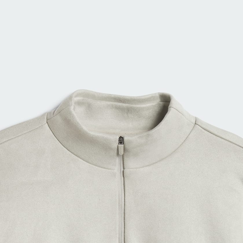 Beige Basketball Sueded 3/4 Half-Zip Sweatshirt