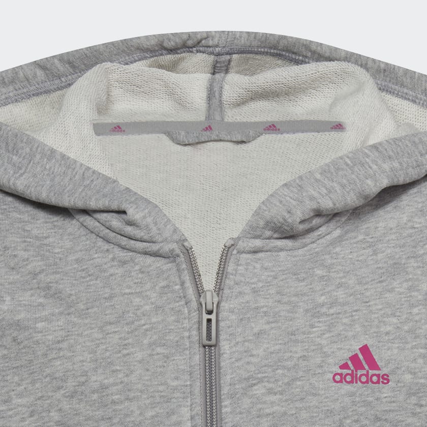 Gris Buzo con Capucha Essentials Linear Logo Cierre Frontal