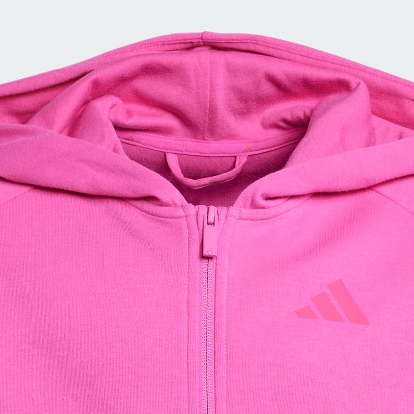 Pembe Future Icons 3-Stripes Full-Zip Kids Kapüşonlu Üst