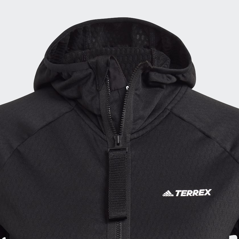 Svart Terrex Tech Fleece Lite Hooded Hiking Jacket