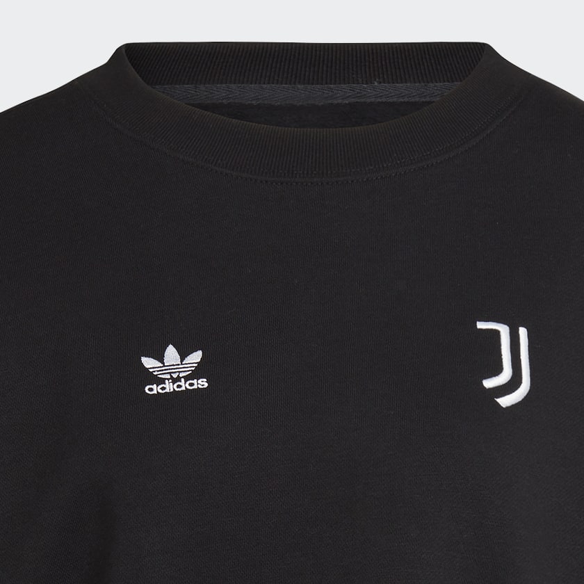 Black Juventus Essentials Trefoil Crewneck Sweatshirt