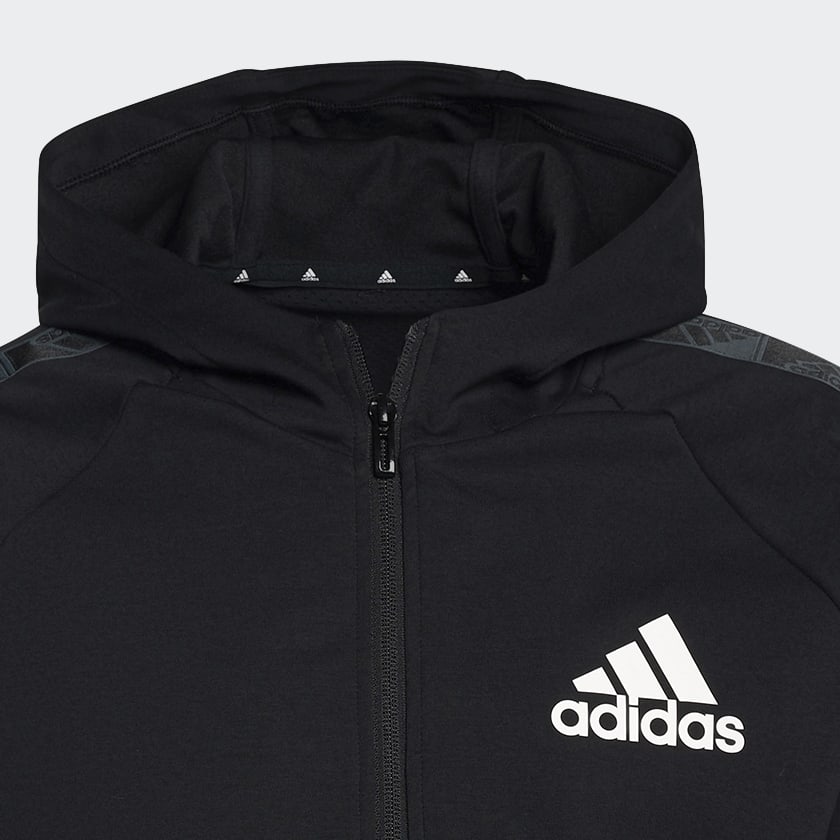 Schwarz AEROREADY Designed to Move Sport Motion Logo Kapuzenjacke