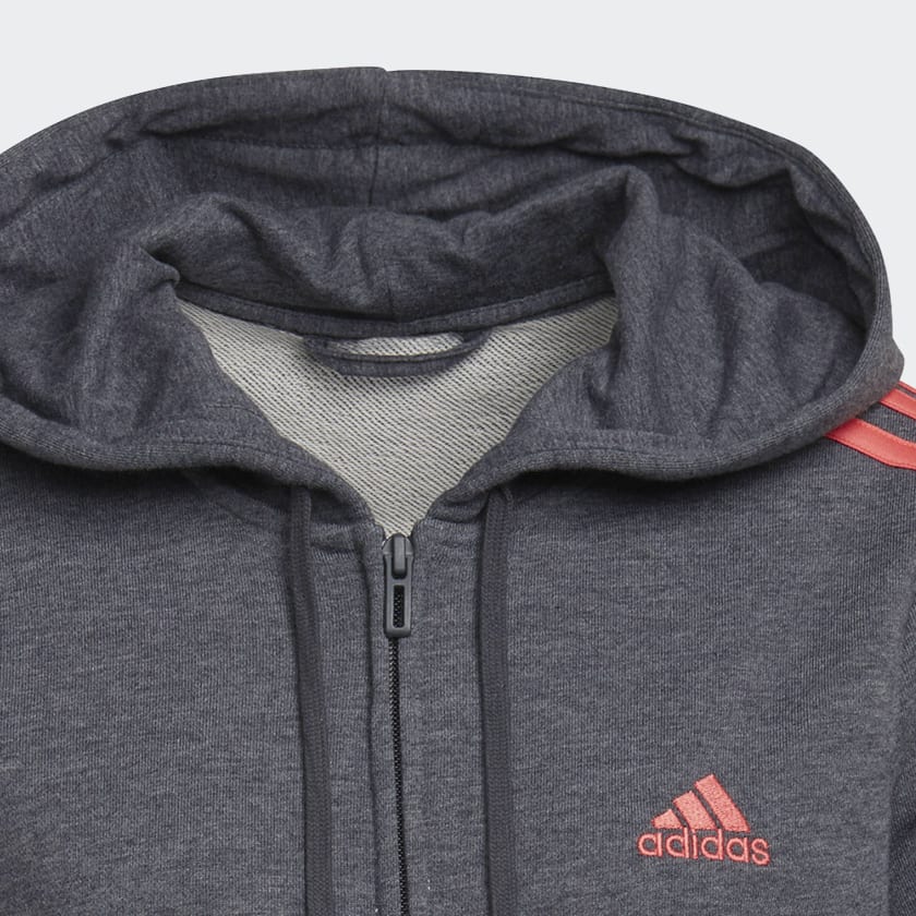 Plomo Polera con Capucha Essentials 3 Tiras Felpa Francesa