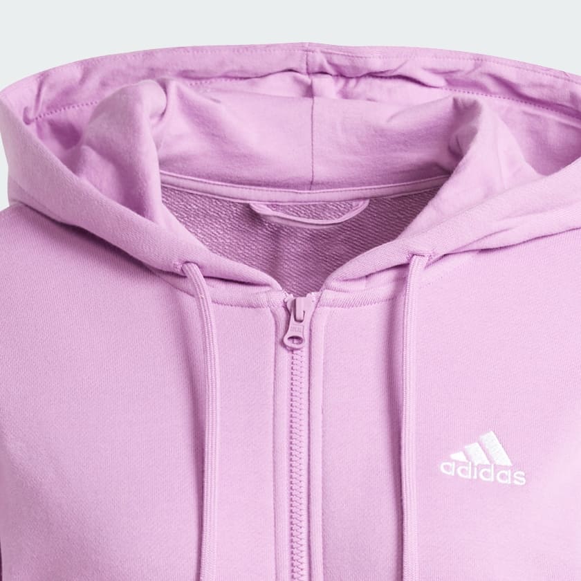 Μωβ Hoodie από French terry με φερμουάρ σε όλο το μήκος Linear Essentials