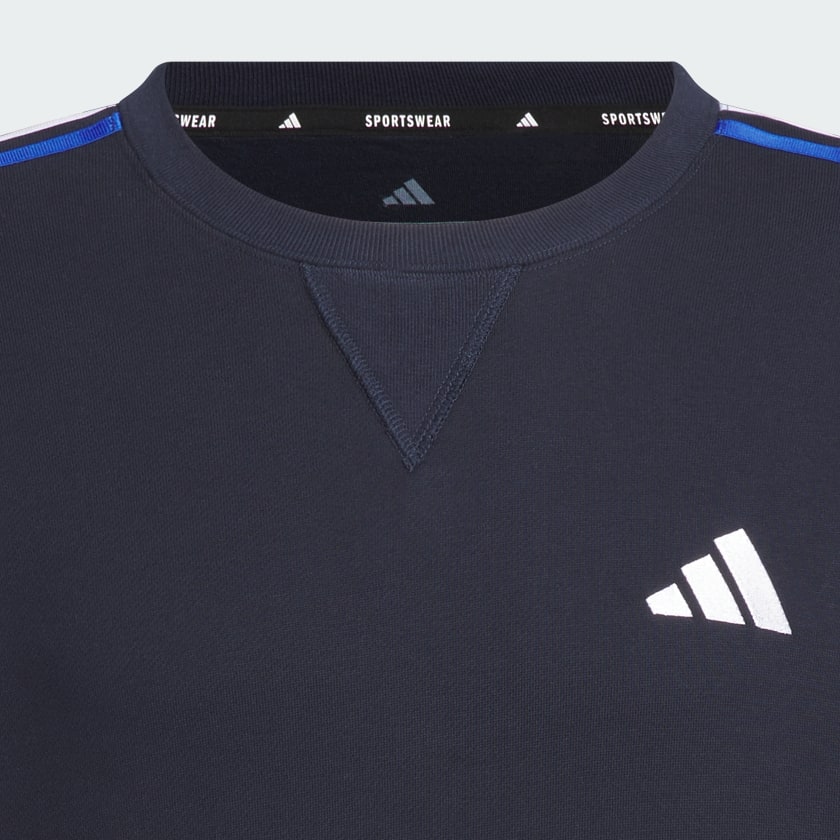 ブルー エッセンシャルズ プラス ルーズフィット スリーストライプス フレンチテリー スウェットシャツ