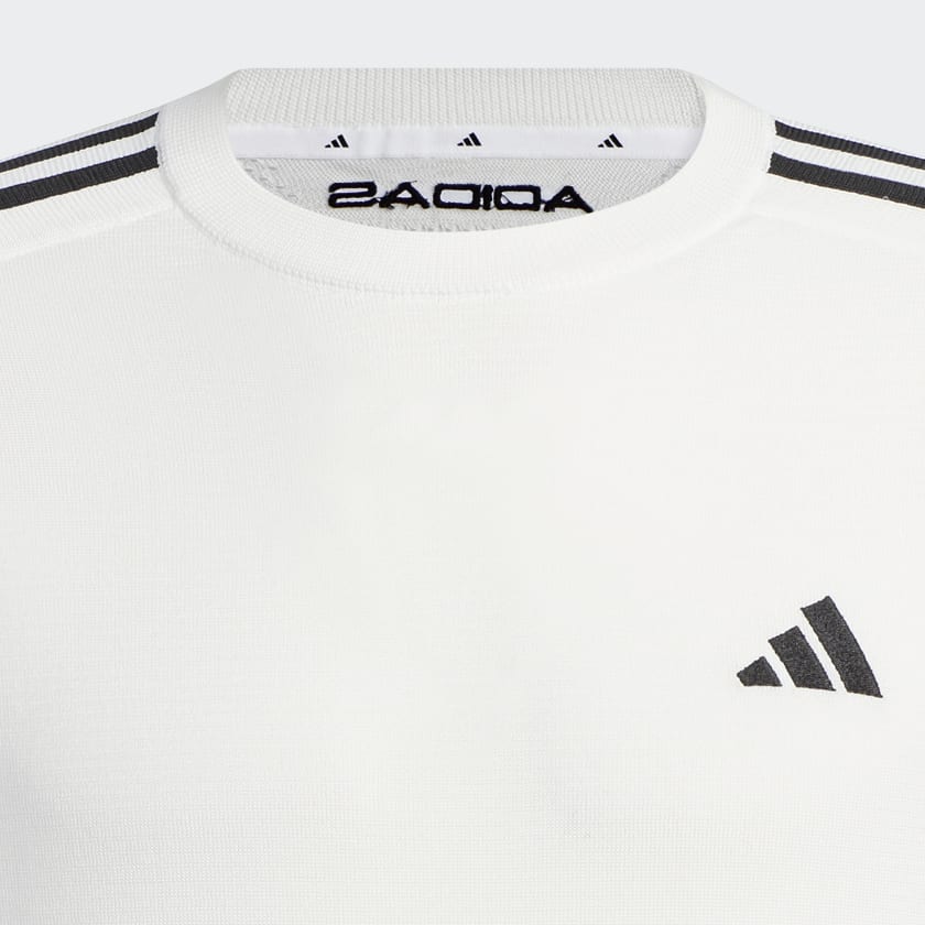 ホワイト 【ゴルフ】ライトウェイト スリーストライプス 長袖クルーネックセーター