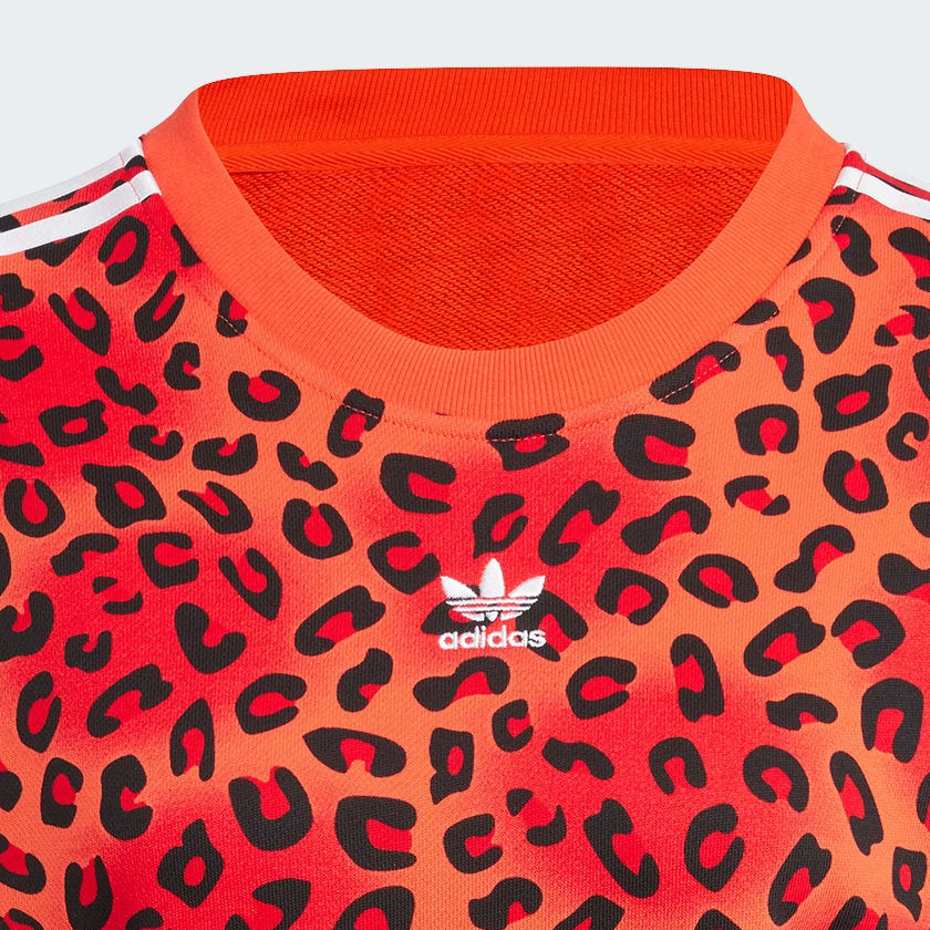 Naranja Polera adidas Originals Leopard Luxe Trifolio Cuello Redondo