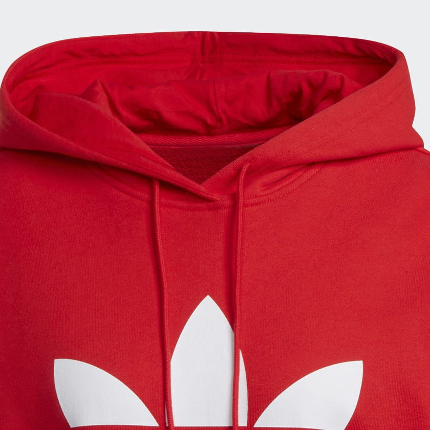 Rouge Sweat-shirt à capuche adidas Adicolor Trefoil