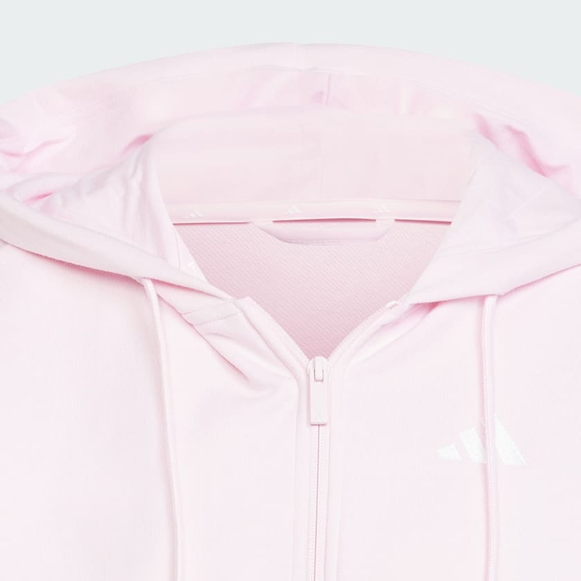 Rozowy Bluza z kapturem Essentials 3-Stripes French Terry Full-Zip